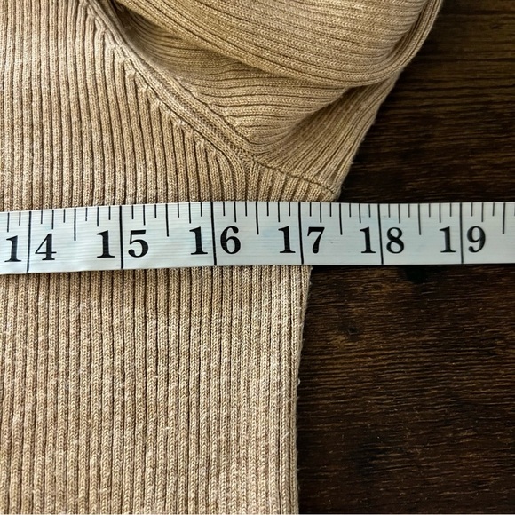 Chicos Size Large Tan Ribbed Knit Long Sleeve Pullover Rachel Turtleneck Sweater - Picture 2 of 9